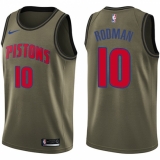 Men's Nike Detroit Pistons #10 Dennis Rodman Swingman Green Salute to Service NBA Jersey