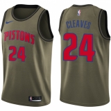 Men's Nike Detroit Pistons #24 Mateen Cleaves Swingman Green Salute to Service NBA Jersey