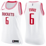 Women's Nike Houston Rockets #6 Tyler Ennis Swingman White/Pink Fashion NBA Jersey