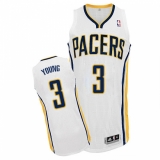 Men's Adidas Indiana Pacers #3 Joe Young Authentic White Home NBA Jersey