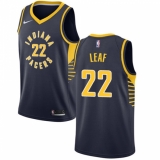 Men's Nike Indiana Pacers #22 T. J. Leaf Authentic Navy Blue Road NBA Jersey - Icon Edition