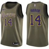 Youth Nike Los Angeles Lakers #14 Brandon Ingram Swingman Green Salute to Service NBA Jersey