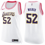 Women's Nike Los Angeles Lakers #52 Jamaal Wilkes Swingman White/Pink Fashion NBA Jersey