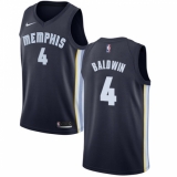 Men's Nike Memphis Grizzlies #4 Wade Baldwin Swingman Navy Blue Road NBA Jersey - Icon Edition
