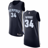 Men's Nike Memphis Grizzlies #34 Brandan Wright Authentic Navy Blue Road NBA Jersey - Icon Edition