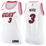 Women's Nike Miami Heat #3 Dwyane Wade Swingman White/Pink Fashion NBA Jersey