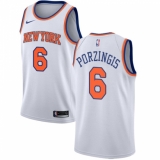 Men's Nike New York Knicks #6 Kristaps Porzingis Swingman White NBA Jersey - Association Edition