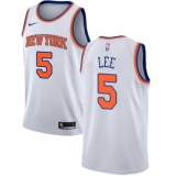 Men's Nike New York Knicks #5 Courtney Lee Authentic White NBA Jersey - Association Edition