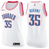 Women's Nike Oklahoma City Thunder #35 Kevin Durant Swingman White/Pink Fashion NBA Jersey