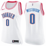 Women's Nike Oklahoma City Thunder #0 Russell Westbrook Swingman White/Pink Fashion NBA Jersey