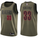 Men's Nike Portland Trail Blazers #33 Zach Collins Swingman Green Salute to Service NBA Jersey