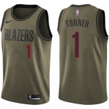 Youth Nike Portland Trail Blazers #1 Evan Turner Swingman Green Salute to Service NBA Jersey