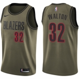 Men's Nike Portland Trail Blazers #32 Bill Walton Swingman Green Salute to Service NBA Jersey