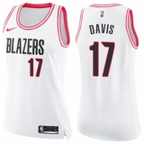 Women's Nike Portland Trail Blazers #17 Ed Davis Swingman White/Pink Fashion NBA Jersey