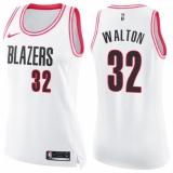 Women's Nike Portland Trail Blazers #32 Bill Walton Swingman White/Pink Fashion NBA Jersey