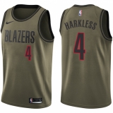 Men's Nike Portland Trail Blazers #4 Moe Harkless Swingman Green Salute to Service NBA Jersey