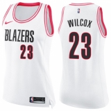 Women's Nike Portland Trail Blazers #23 C.J. Wilcox Swingman White/Pink Fashion NBA Jersey