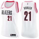 Women's Nike Portland Trail Blazers #21 Noah Vonleh Swingman White/Pink Fashion NBA Jersey