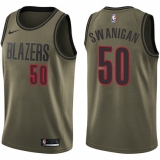 Youth Nike Portland Trail Blazers #50 Caleb Swanigan Swingman Green Salute to Service NBA Jersey
