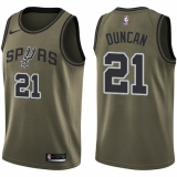 Youth Nike San Antonio Spurs #21 Tim Duncan Swingman Green Salute to Service NBA Jersey