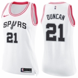 Women's Nike San Antonio Spurs #21 Tim Duncan Swingman White/Pink Fashion NBA Jersey