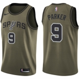 Men's Nike San Antonio Spurs #9 Tony Parker Swingman Green Salute to Service NBA Jersey