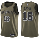 Men's Nike San Antonio Spurs #16 Pau Gasol Swingman Green Salute to Service NBA Jersey