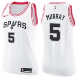 Women's Nike San Antonio Spurs #5 Dejounte Murray Swingman White/Pink Fashion NBA Jersey