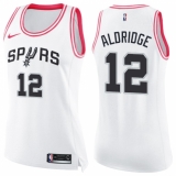 Women's Nike San Antonio Spurs #12 LaMarcus Aldridge Swingman White/Pink Fashion NBA Jersey