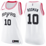 Women's Nike San Antonio Spurs #10 Dennis Rodman Swingman White/Pink Fashion NBA Jersey