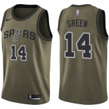 Men's Nike San Antonio Spurs #14 Danny Green Swingman Green Salute to Service NBA Jersey