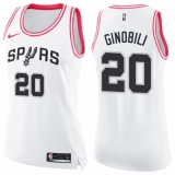 Women's Nike San Antonio Spurs #20 Manu Ginobili Swingman White/Pink Fashion NBA Jersey