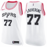 Women's Nike San Antonio Spurs #77 Joffrey Lauvergne Swingman White/Pink Fashion NBA Jersey