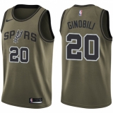 Youth Nike San Antonio Spurs #20 Manu Ginobili Swingman Green Salute to Service NBA Jersey