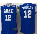 Blue Devils #12 Justise Winslow Blue Basketball Stitched NCAA Jersey