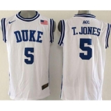 Blue Devils #5 Tyus Jones White Basketball New Stitched NCAA Jersey