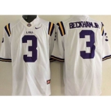 Youth LSU Tigers #3 Odell Beckham Jr White Limited Stitched NCAA Jersey