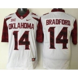 Men Oklahoma Sooners #14 Sam Bradford White New XII Stitched NCAA Jersey