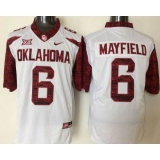 Men Oklahoma Sooners #6 Baker Mayfield White New XII Stitched NCAA Jersey