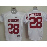 Sooners #28 Adrian Peterson White Embroidered NCAA Jerseys