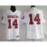 Sooners #14 Sam Bradford White Embroidered NCAA Jersey