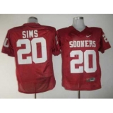 Sooners #20 Billy Sims Red Embroidered NCAA Jersey