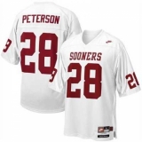 Sooners #28 Adrian Peterson White Embroidered NCAA Jersey