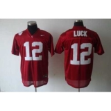 Cardinal #12 Andrew Luck Red Embroidered NCAA Jersey