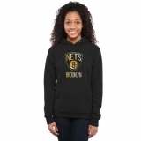 NBA Brooklyn Nets Women's Gold Collection Ladies Pullover Hoodie - Black
