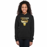 NBA Chicago Bulls Women's Gold Collection Ladies Pullover Hoodie - Black