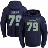 NFL Men's Nike Seattle Seahawks #79 Garry Gilliam Navy Blue Name & Number Pullover Hoodie