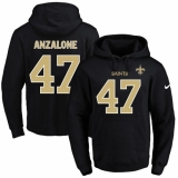NFL Men's Nike New Orleans Saints #47 Alex Anzalone Black Name & Number Pullover Hoodie