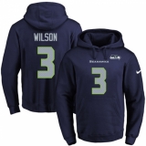 NFL Men's Nike Seattle Seahawks #3 Russell Wilson Navy Blue Name & Number Pullover Hoodie