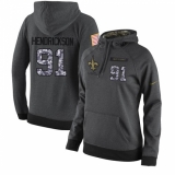 NFL Women's Nike New Orleans Saints #91 Trey Hendrickson Stitched Black Anthracite Salute to Service Player Performance Hoodie